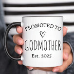 Personalized  Promoted to Godmother Mug<br><div class="desc">“Promoted to Godmother and Godfather Est Year” This customizable design for new godparents honours the sacred honour of becoming godparents. Perfect for baptism ceremonies,  christenings,  or milestone anniversaries,  it commemorates the bond between godparents and their godchild. Ideal for godparent announcements,  religious holidays,  or spiritual mentors.</div>