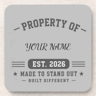 Personalized Property Of Name – Varsity Style Cust Coaster