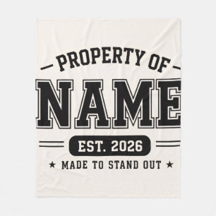 Personalized Property Of Name – Varsity Style Cust Fleece Blanket