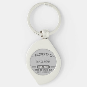 Personalized Property Of Name – Varsity Style Cust Keychain