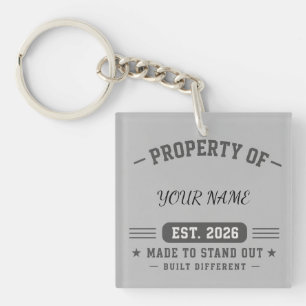 Personalized Property Of Name – Varsity Style Cust Keychain