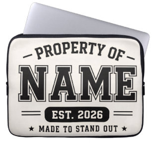 Personalized Property Of Name – Varsity Style Cust Laptop Sleeve