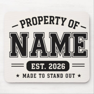 Personalized Property Of Name – Varsity Style Cust Mouse Pad