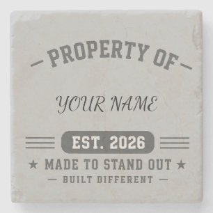 Personalized Property Of Name – Varsity Style Cust Stone Coaster