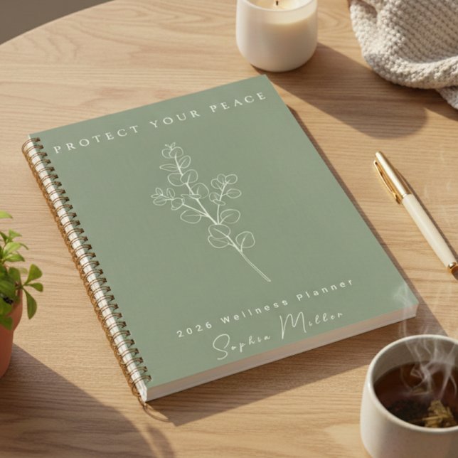Personalized Protect Your Peace 2026 Sage Green Planner (Personalized Protect Your Peace 2026 Sage Green Planner)