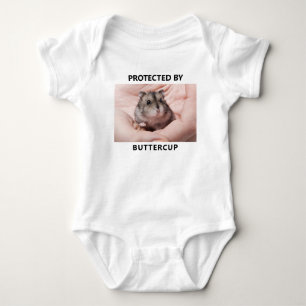 Personalized Protected By Hamster Photo Funny Baby Bodysuit