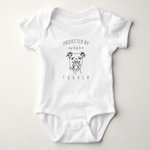 Personalized Protected By My Big Bro Dog Pitbull Baby Bodysuit