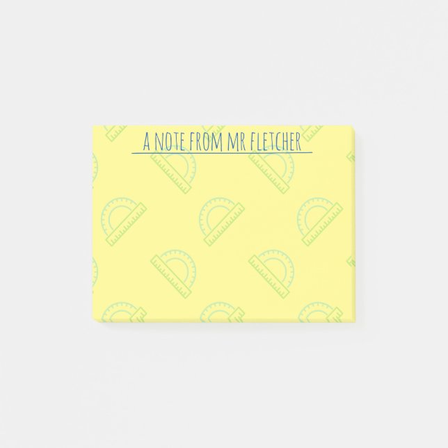 Personalized Protractor Math Pattern Post-it Notes (Front)