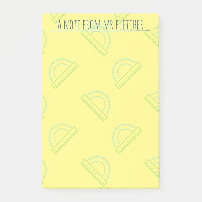Personalized Protractor Math Pattern Post-it Notes (Front)