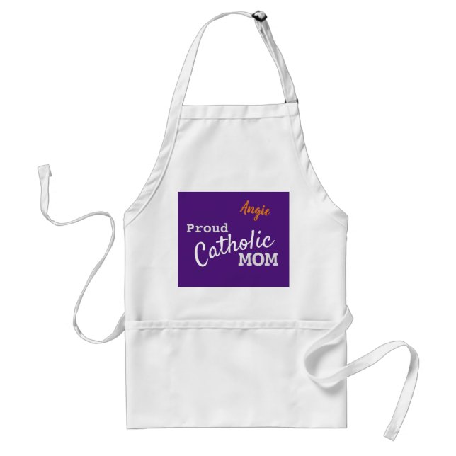 Personalized Proud Catholic Mom Standard Apron (Front)