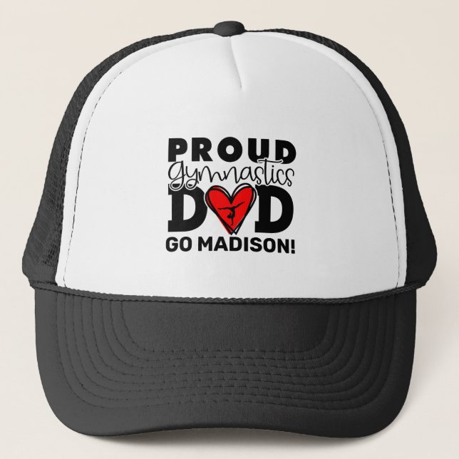 Personalized Proud Gymnastics Dad Trucker Hat (Front)