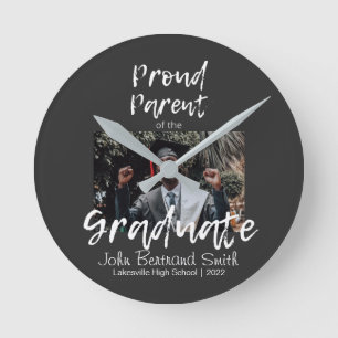 Personalized Proud Parent of Graduate Student Round Clock