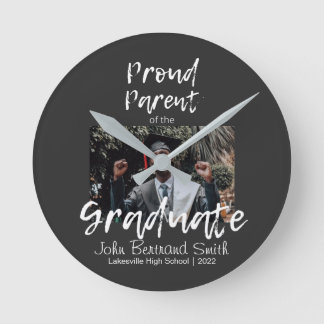 Personalized Proud Parent of Graduate Student Round Clock