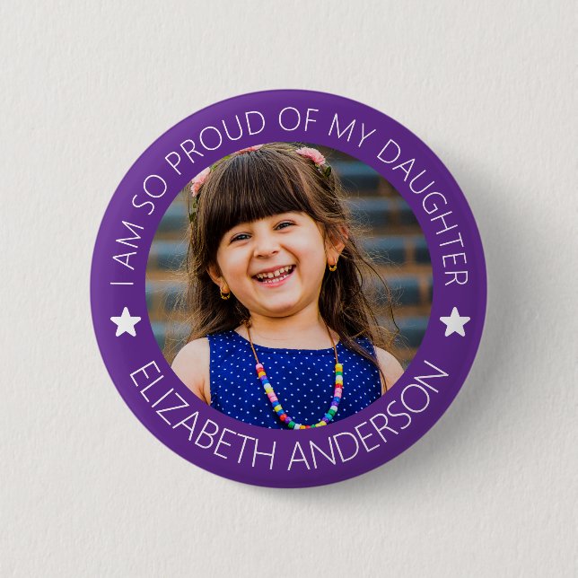 Personalized Proud Parent Photo 2 Inch Round Button (Front)