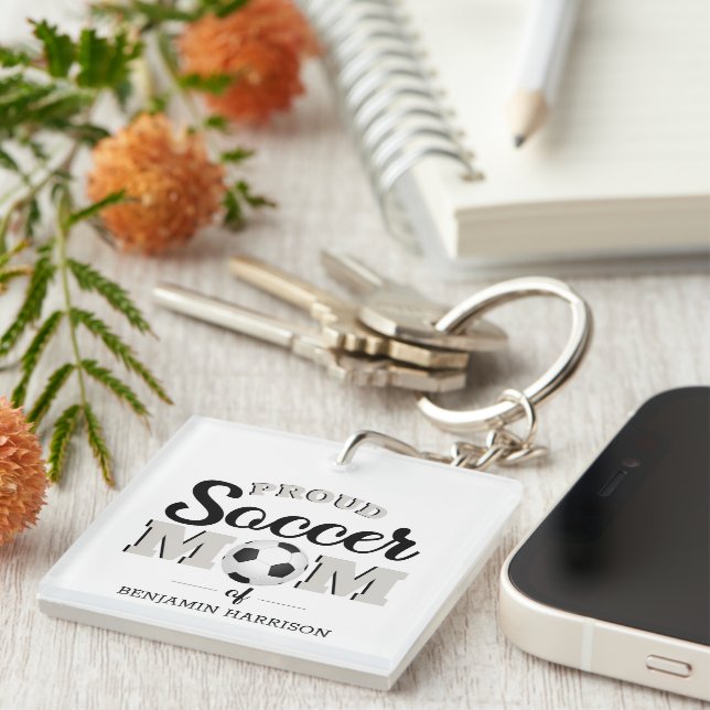 Personalized Proud Soccer Mom Keychain (Front Right)