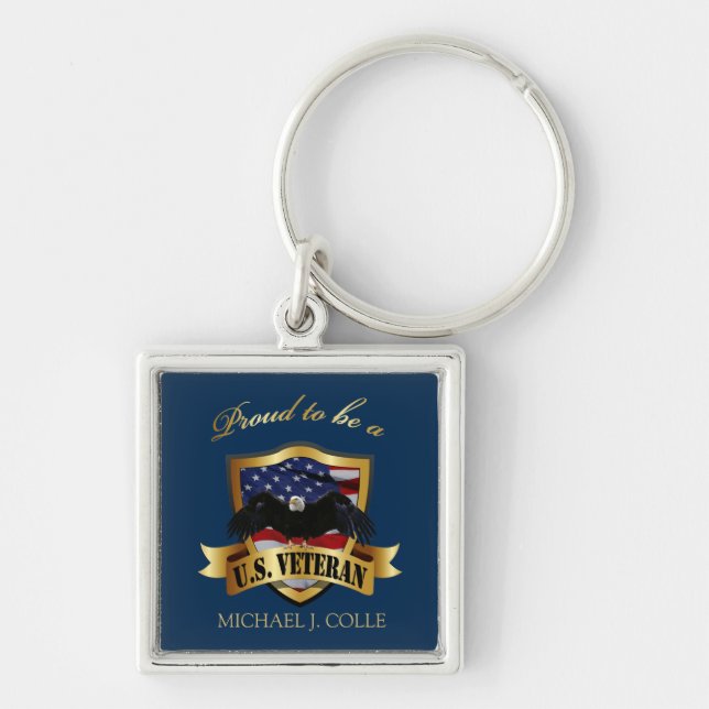 Personalized Proud to be a U.S. Veteran Keychain (Front)