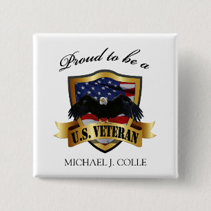 Personalized Proud to be a U.S. Veteran pin