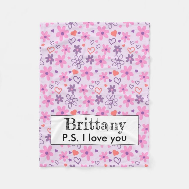 Personalized PS I Love You  Fleece Blanket (Front)