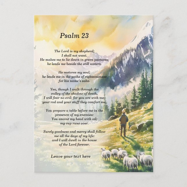 Personalized Psalm 23 With Shepherd Imagery Postcard (Front)
