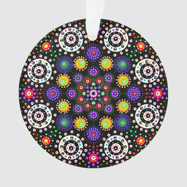 Personalized Psychedelic Dot Mandala Christmas   Ornament (Front)