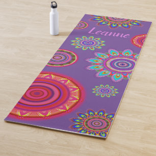 Personalized psychedelic hippy mandala yoga mat