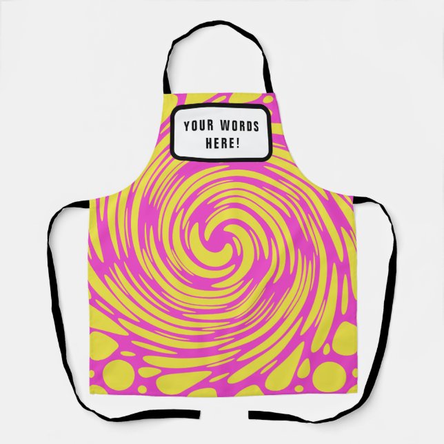 Personalized Psychedelic Pink and Yellow Apron (Front)