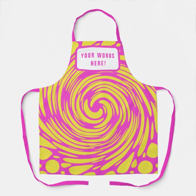 Personalized Psychedelic Pink and Yellow Apron (Front)