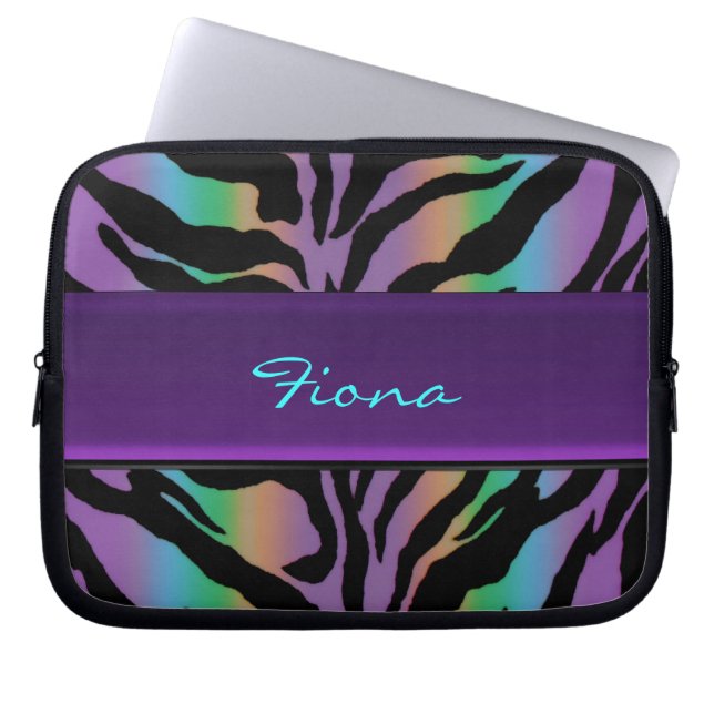 Personalized Psychedelic Rainbow Zebra Skin Sleeve (Front)