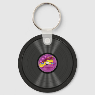 Personalized Psychedelic Vinyl Record Keychain