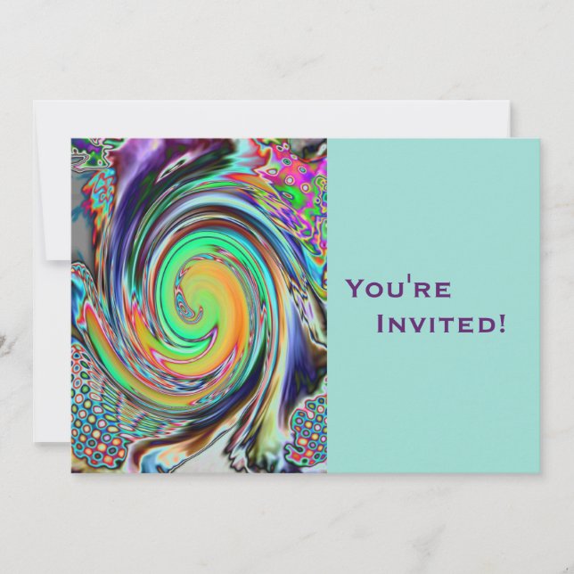 Personalized Psychedelic Vortex Birthday Party Invitation (Front)