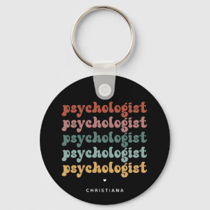 Personalized Psychologist Retro Psychology Keychain