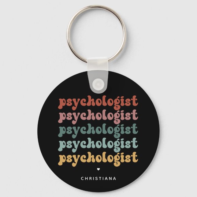 Personalized Psychologist Retro Psychology Keychain (Front)
