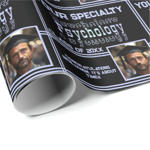 Personalized Psychology Name Graduation Year Photo Wrapping Paper