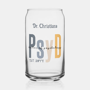 Personalized PsyD Doctor of Psychology Graduation Can Glass