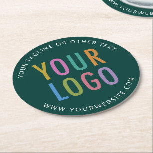 Personalized Pub Beer Coasters Business Logo Green