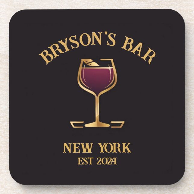 Personalized Pub Sign Bar Decor with Custom Name Coaster (Front)