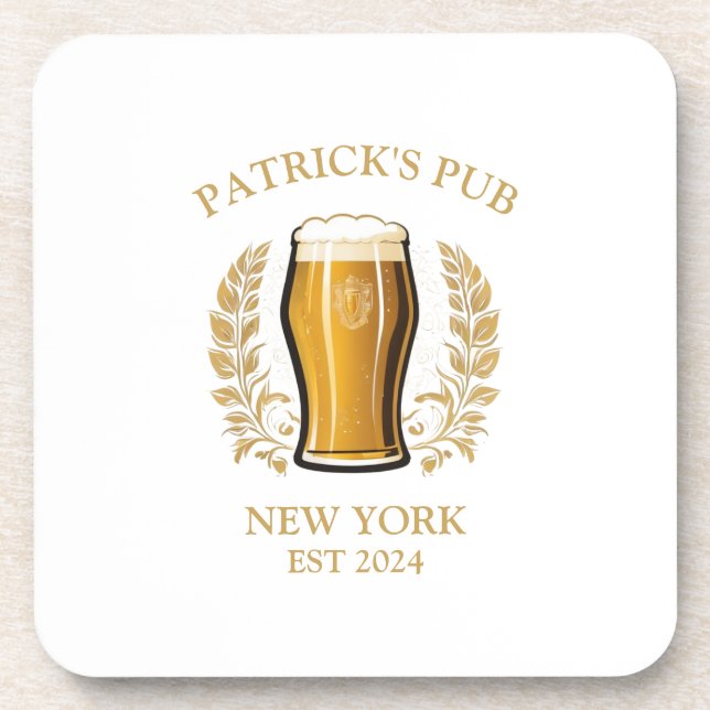 Personalized Pub Sign Beer Glass with Custom Name Coaster (Front)