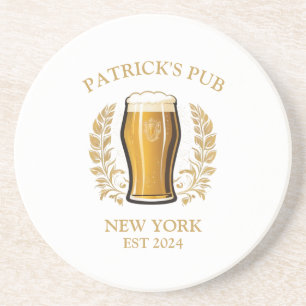 Personalized Pub Sign Beer Glass with Custom Name Coaster