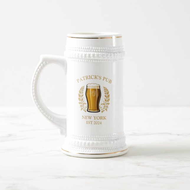 Personalized Pub Sign Beer Glass with Custom Name Stein (Left)