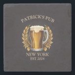 Personalized Pub Sign for Home Bar Beer Glass Logo Stone Coaster<br><div class="desc">"personalized bar sign",  "personal custom pub signs",  "customized with your name",  "personalized pub lager plaque",  "add your own text",  "established est date",  "home brewery beer making",  "alcohol drinking ale novelty",  "bartender man cave decor",  "irish st patricks day pint"</div>