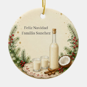 Personalized Puerto Rican Coquito Recipe Christmas Ceramic Ornament