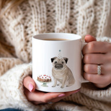 Personalized Pug Birthday Cake Coffee Mug