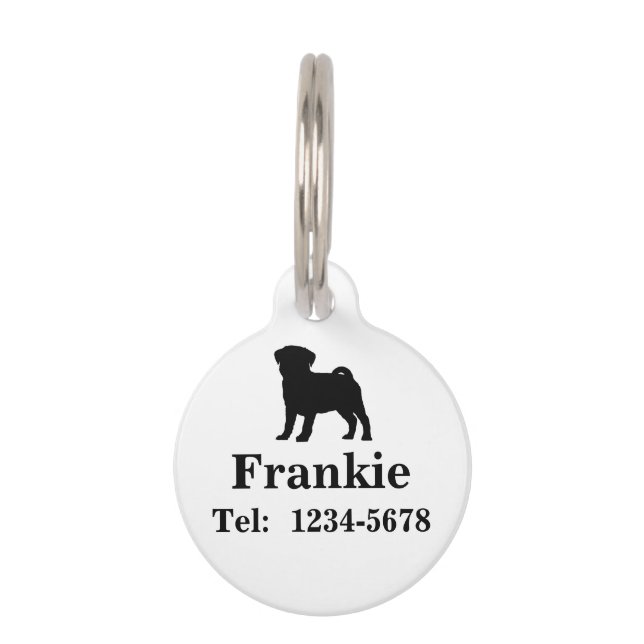 Personalized Pug Dog Pet Tag (Front)