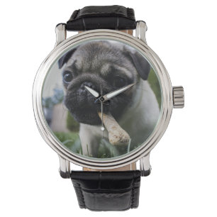 Personalized Pug Dog Photo and Name Watch