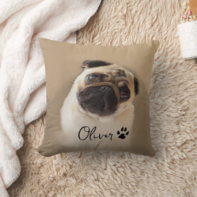 Personalized Pug  Dog Photo Image  Throw Pillow (Blanket)