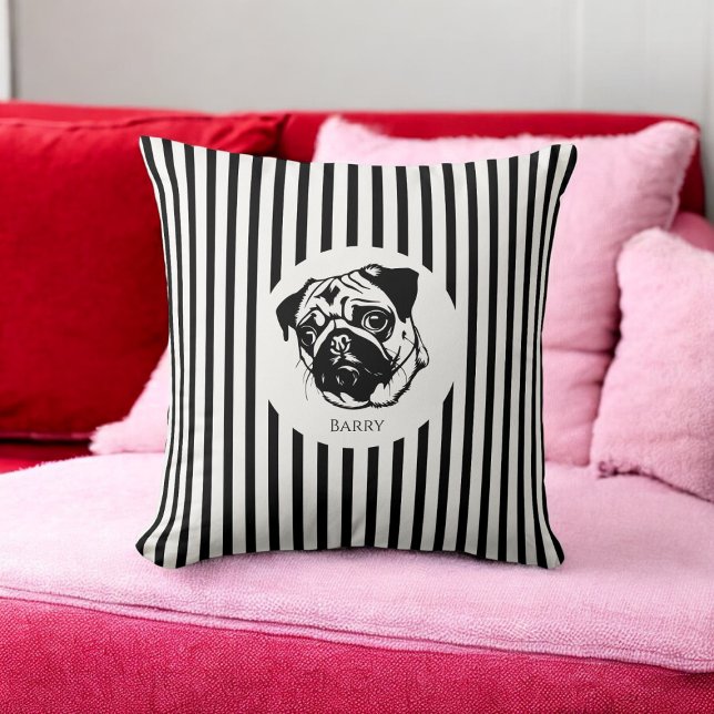 personalized pug dog  stylish trendy custom  throw pillow (Creator Uploaded)