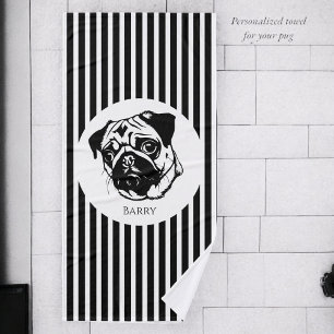 personalized pug dog trendy stylish custom bath towel