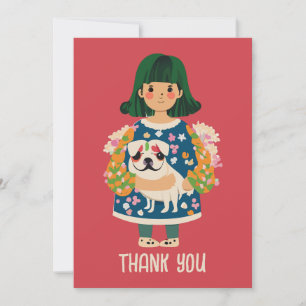 Personalized Pug Greeting Card   Boho Floral Card 