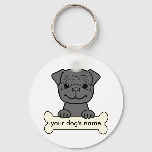 Personalized Pug Keychain (Front)