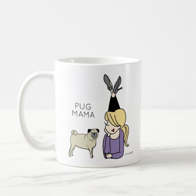 Personalized Pug Mama Coffee Mug (Left)